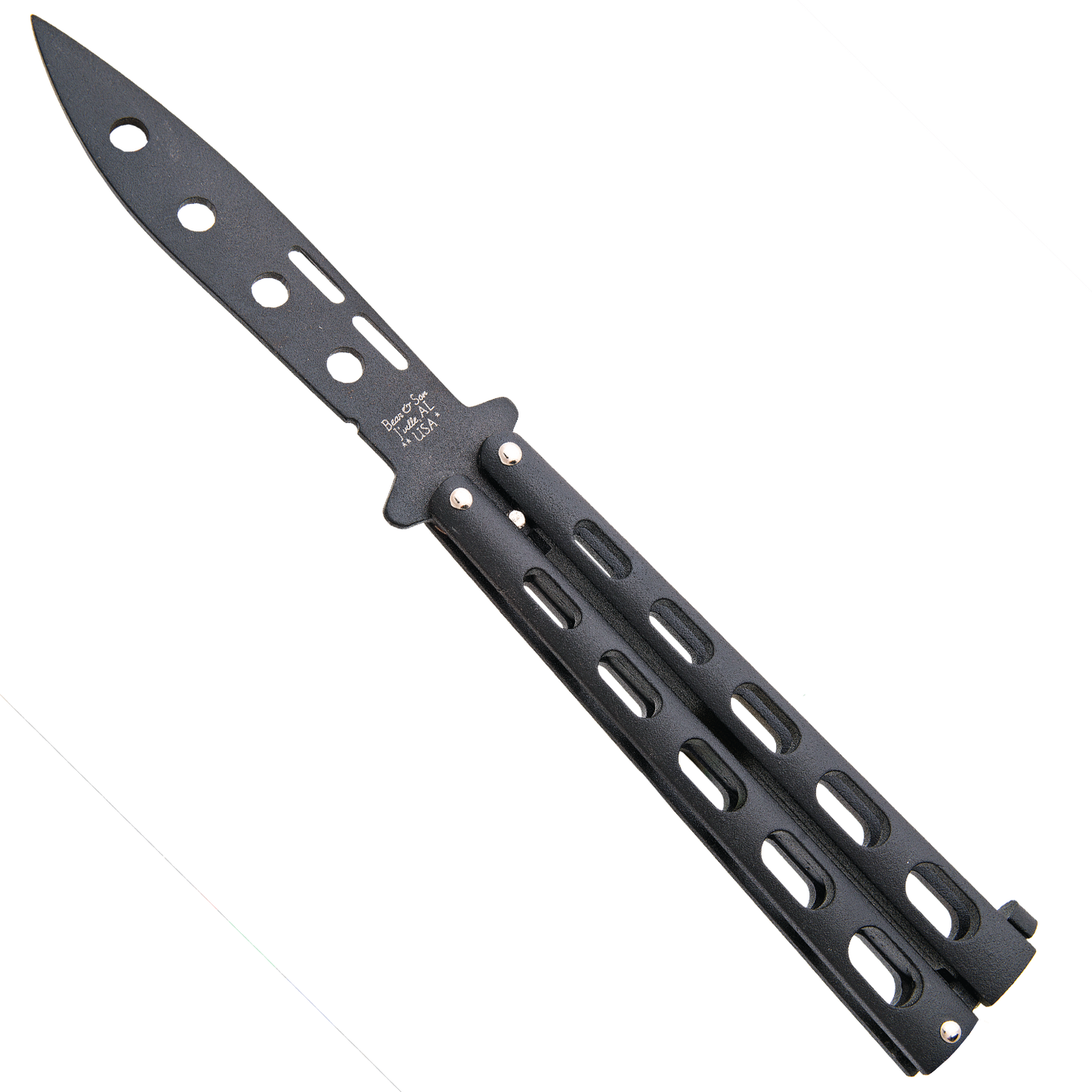 Bear & Son Black Blade and Handle Trainer Butterfly Knife - 115BTR Knives - Tophatter Daily Deals