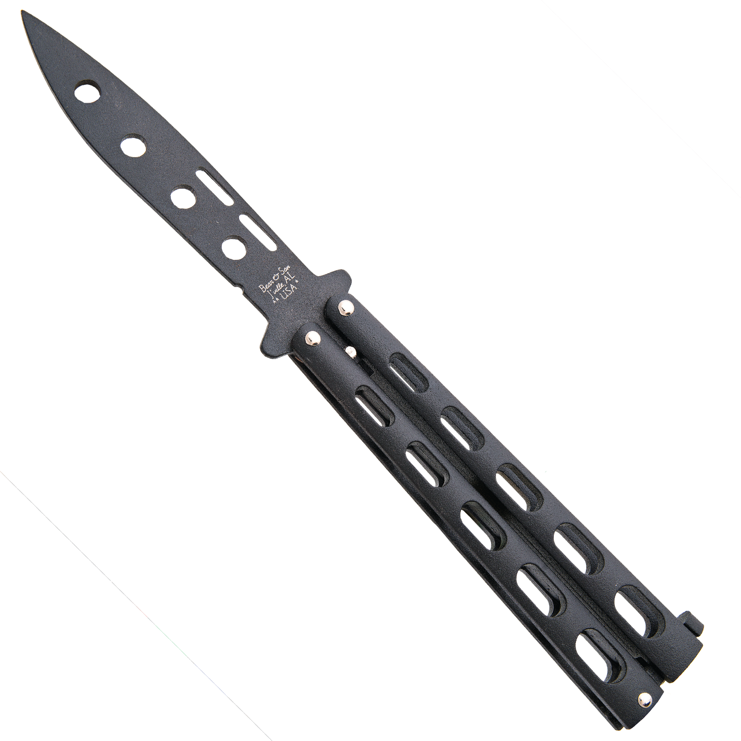 Bear & Son Black Blade and Handle Trainer Butterfly Knife - 115BTR Knives - Tophatter Daily Deals