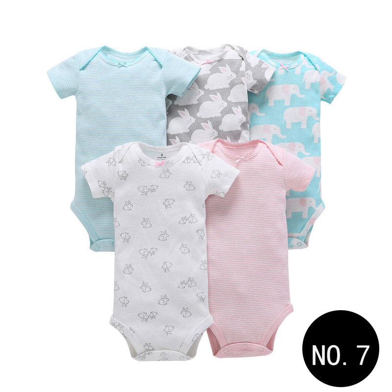 Baby Short Climb 5-piece Romper Boys and Girls Cotton One-piece Rompers 7Style Q5pcs 0 - Tophatter Daily Deals