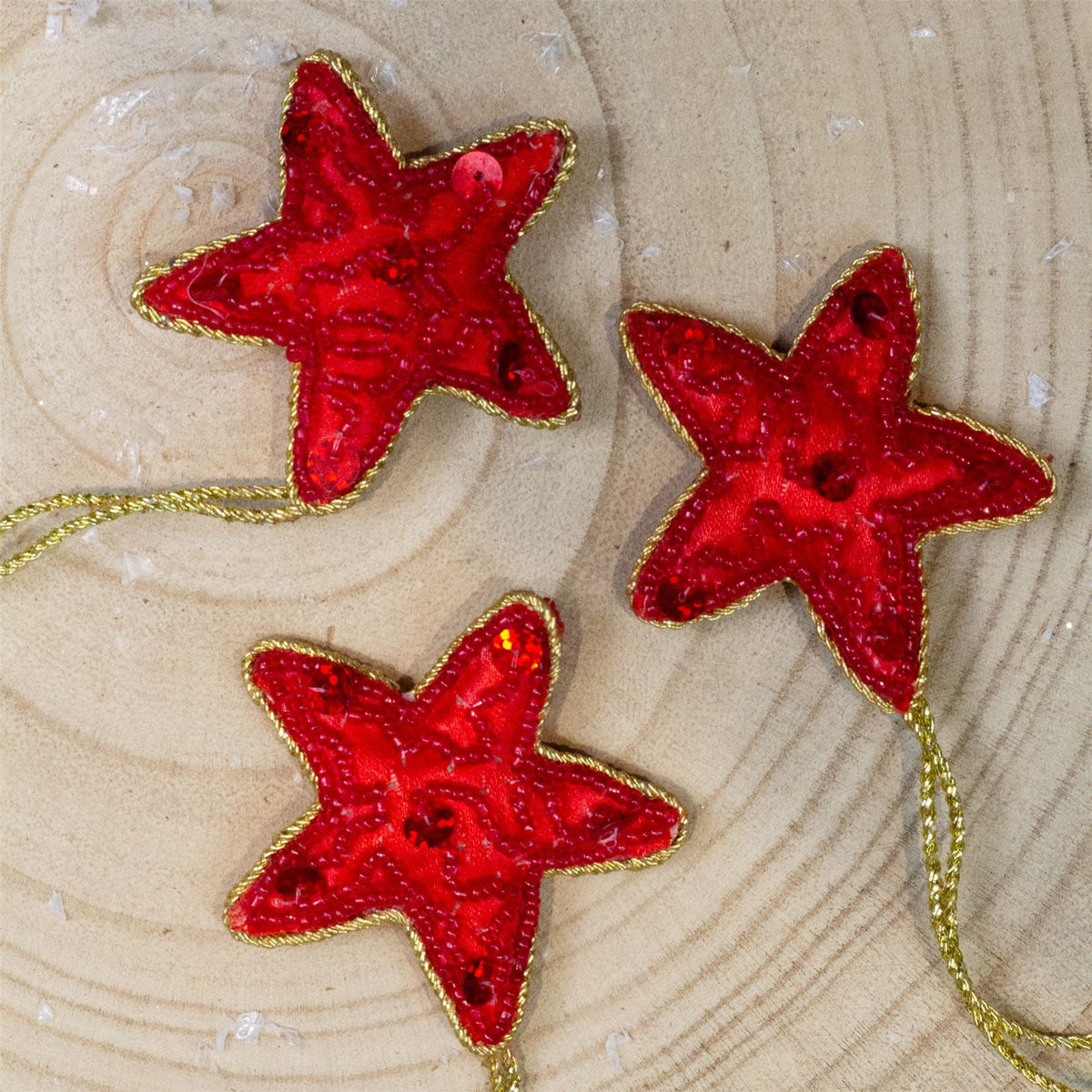 Set of 3 Christmas Tree Hanging Decorations | Red Star Christmas Tree Baubles Baubles - Tophatter Daily Deals