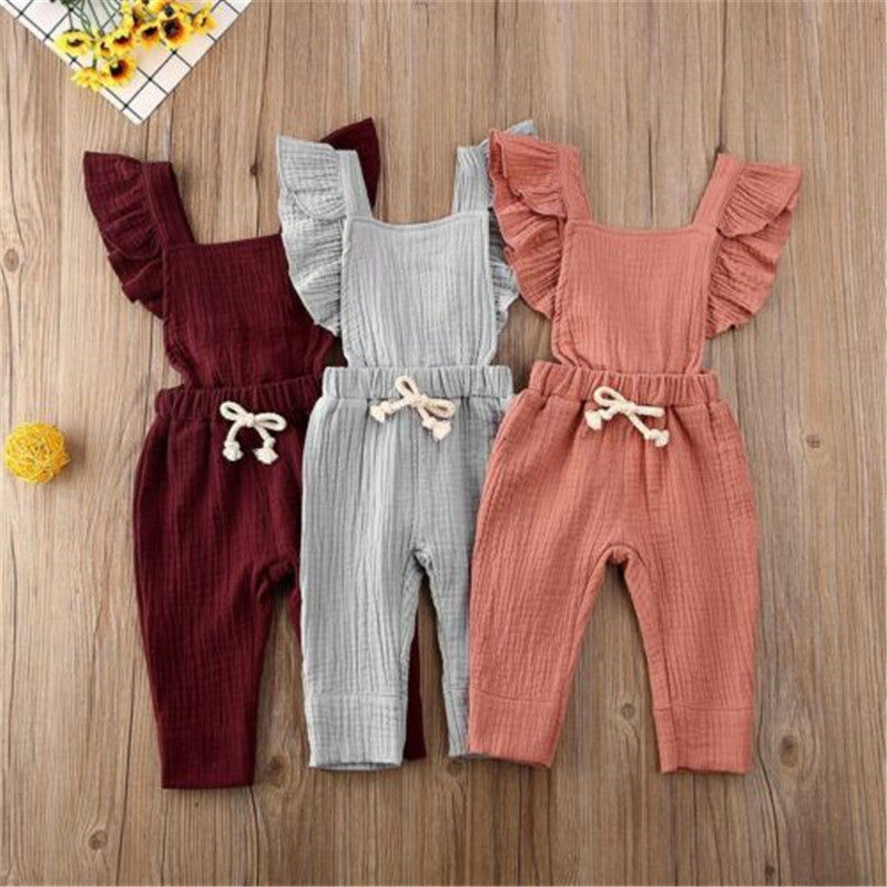 Bubble cotton pleated flying sleeve suspenders 0 - Tophatter Daily Deals