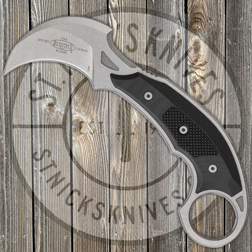 Microtech Iconic - Fixed Blade Karambit - Satin Blade - Black G10 - 118-10R Automatic Knives - Tophatter Daily Deals