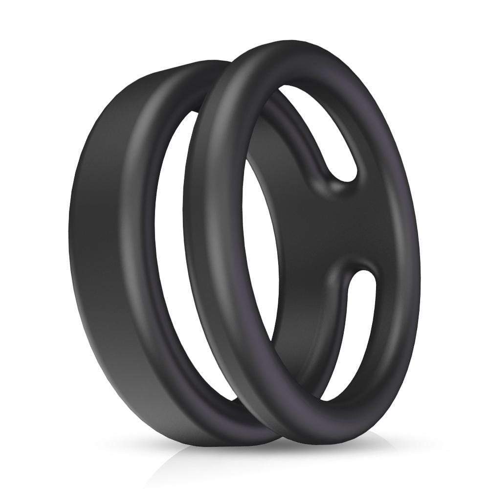 S-HANDE Silicone Erection Enhancing Dual Penis Ring Black Penis Rings - Tophatter Daily Deals