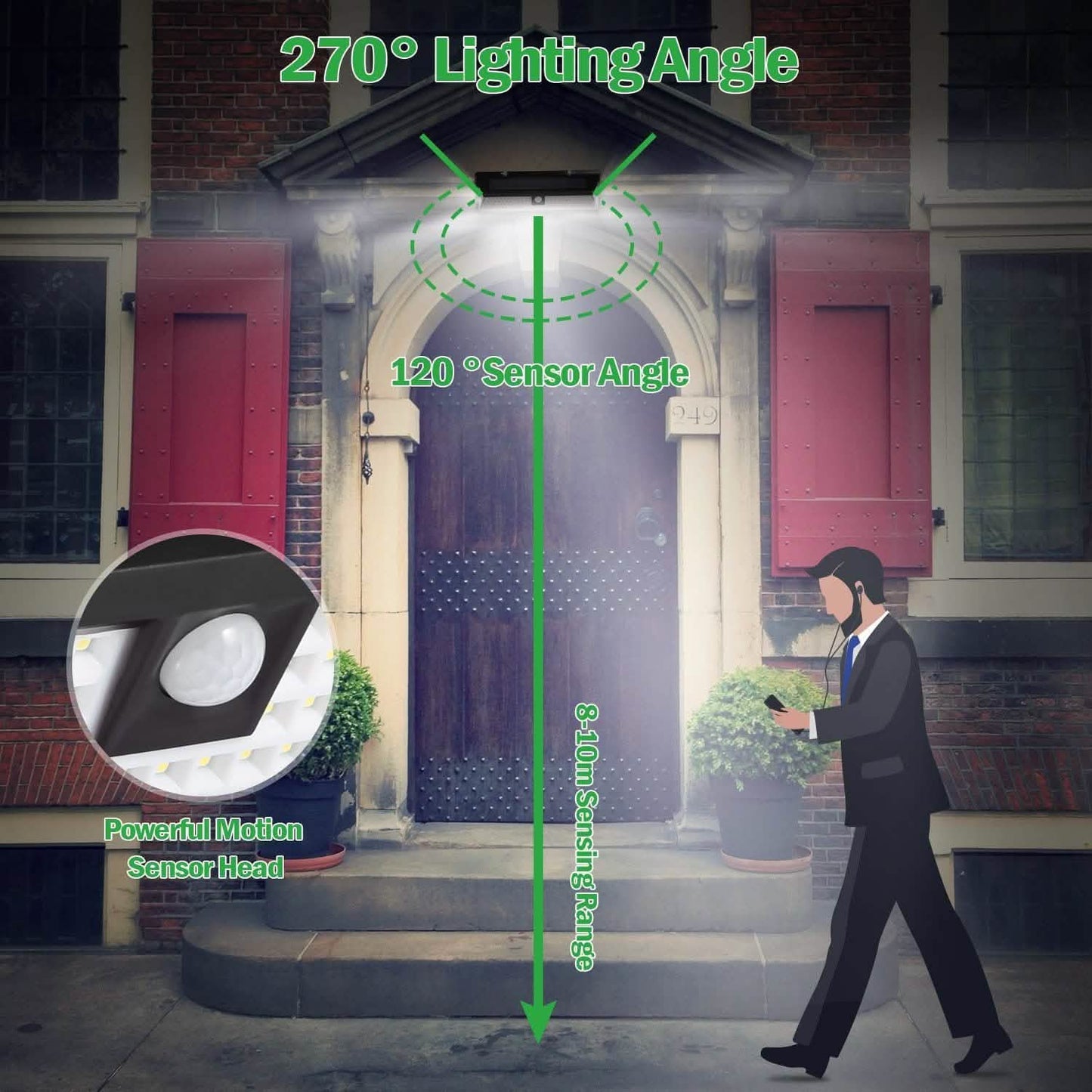 118 LEDs Solar Wall Light Outdoor Motion Sensor Lamp Outdoor Lighting - Tophatter Daily Deals
