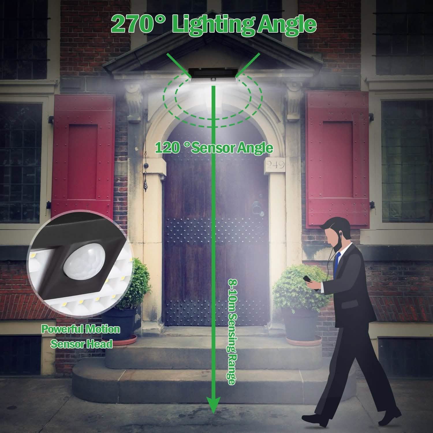 118 LEDs Solar Wall Light Outdoor Motion Sensor Lamp Outdoor Lighting - Tophatter Daily Deals