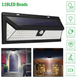 118 LEDs Solar Wall Light Outdoor Motion Sensor Lamp Outdoor Lighting - Tophatter Daily Deals