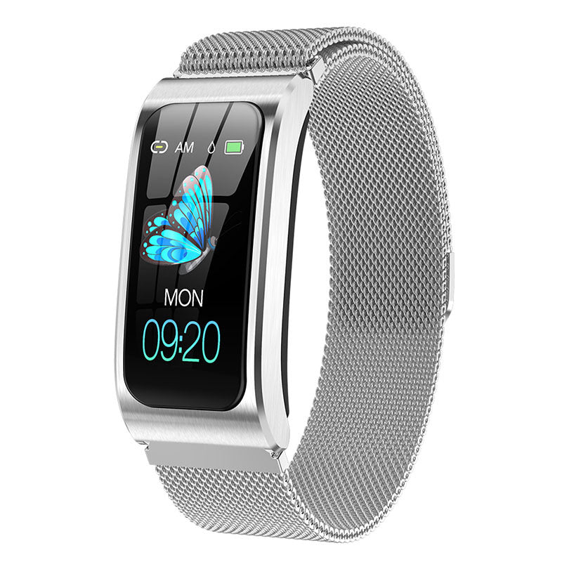 AK12 color screen smart bracelet heart rate monitoring Silver steel strip 0 - Tophatter Daily Deals