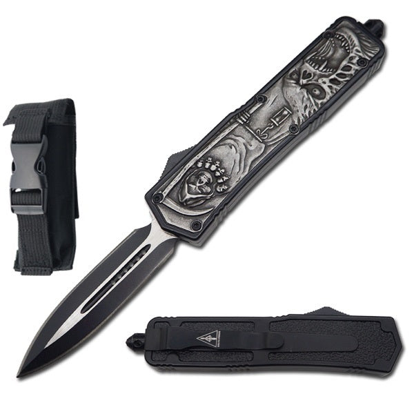 8" Stonewash Grim Reaper Automatic OTF Knife Collectible Weapons - Tophatter Daily Deals