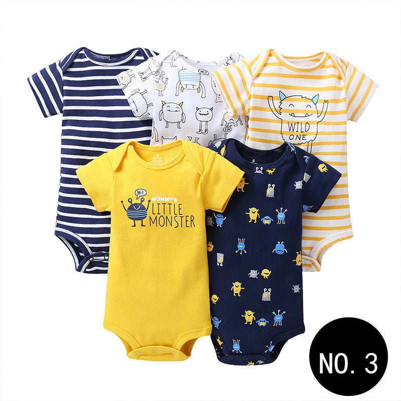 Baby Short Climb 5-piece Romper Boys and Girls Cotton One-piece Rompers 3Style Q5pcs 0 - Tophatter Daily Deals