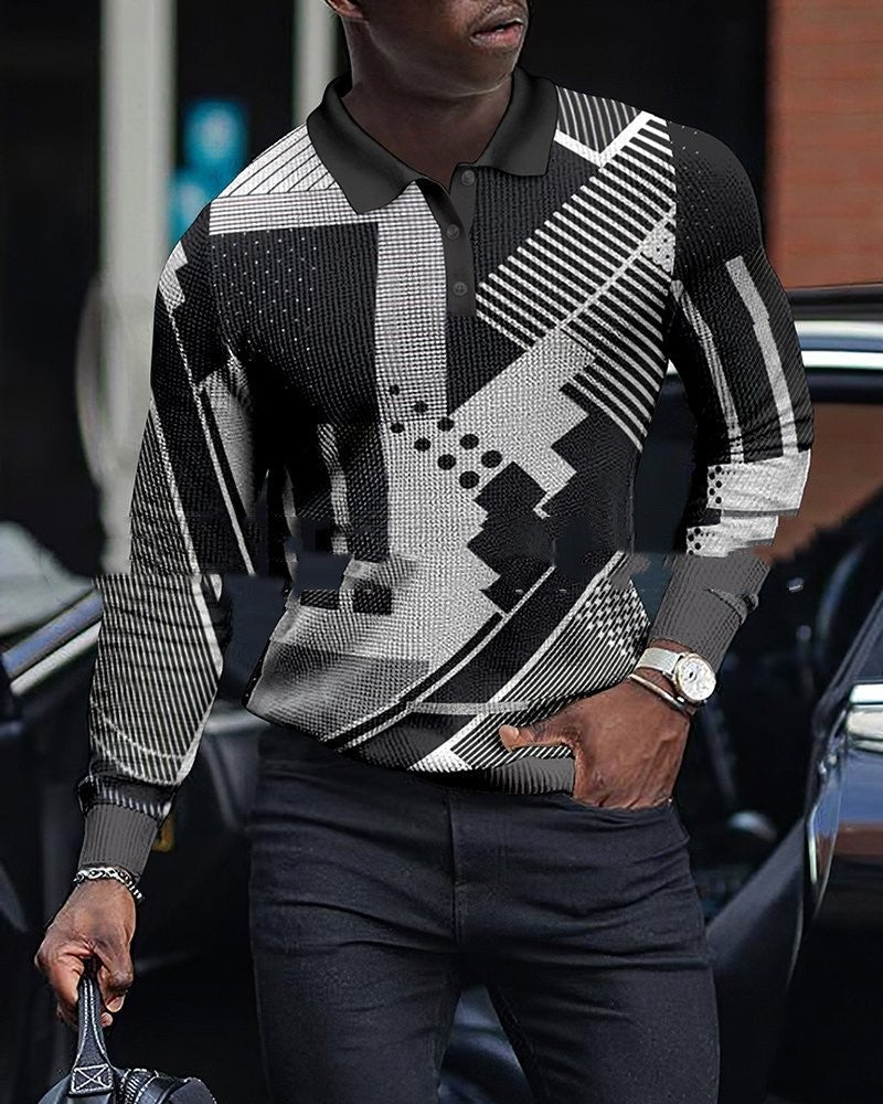 Soft Textured Men's Polo Sweater - Geometric Knit, Cotton TSCM11126004 3D Changing Face Moving Picture Frame - Tophatter Daily Deals