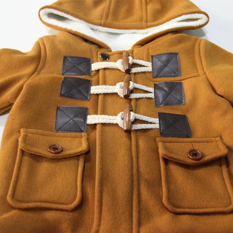 Autumn and winter new boys' hoodie Brown 0 - Tophatter Daily Deals