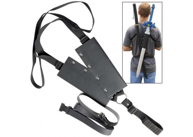 Universal Lightening Warrior Double Sword Back Strap Sheath swords - Tophatter Daily Deals