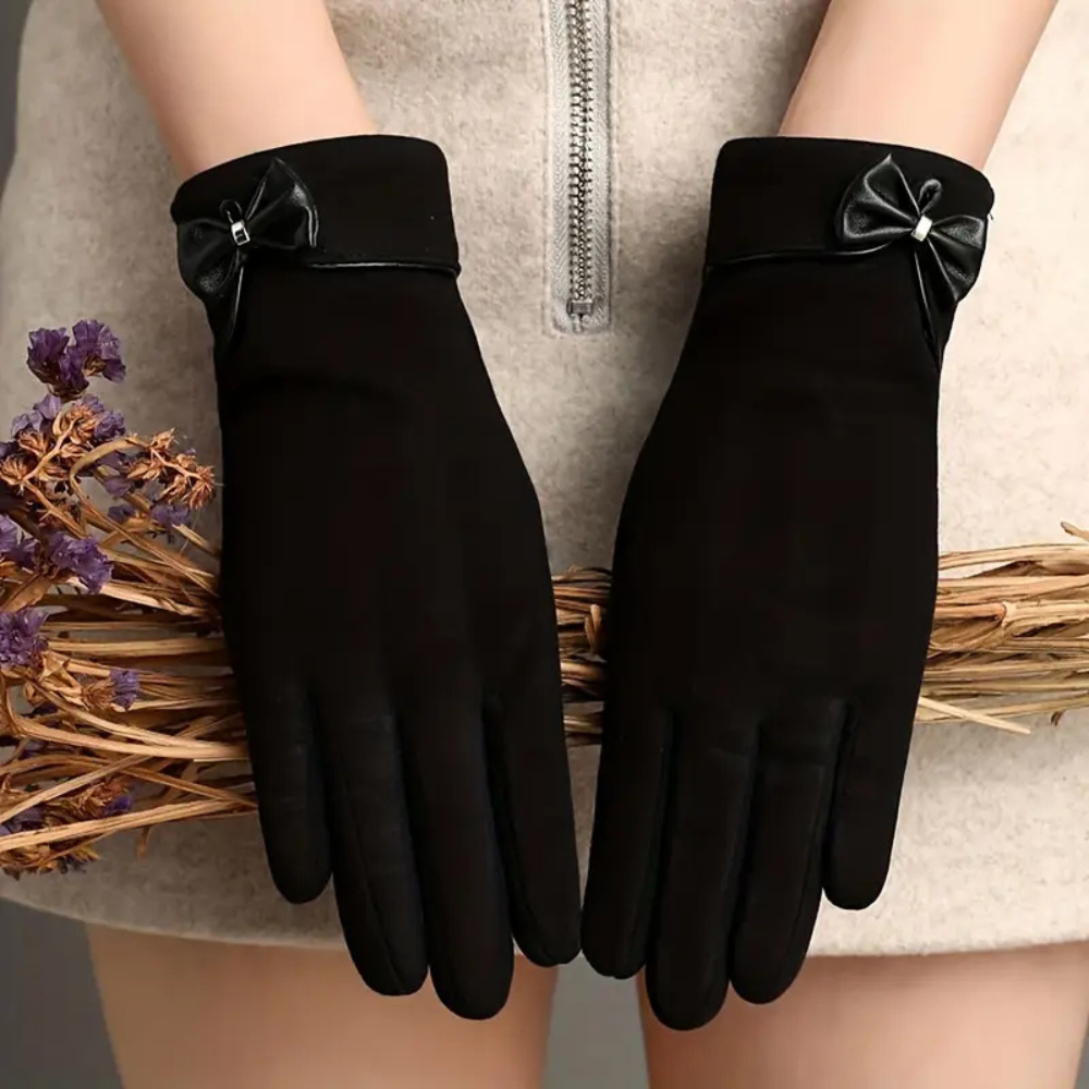 Warm Womens Touchscreen Gloves - Short Fitted Suede Winter - Tophatter Daily Deals