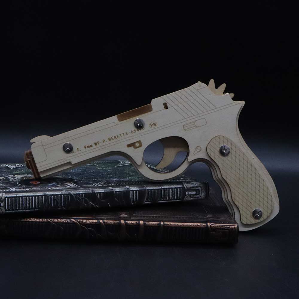 Assembled Beretta Wooden Rubber Band Gun Model Kit - Tophatter Daily Deals