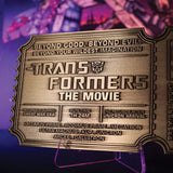Transformers: The Movie – Limited Edition 40th Anniversary Metal Replica Movie Ticket Collectible Replica - Tophatter Daily Deals