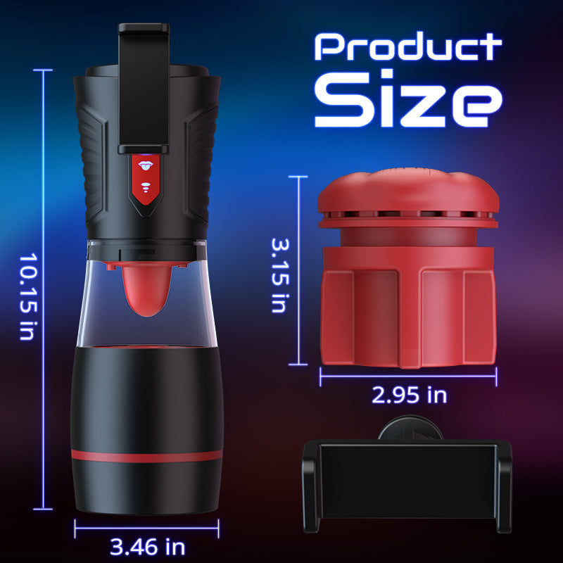 Acmejoy - 【Partner Play】LickMe Phone Holder 4 Suction 7 Tongue-Licking Voice Function Male Stroker Masturbator Masturbation Cup - Tophatter Daily Deals