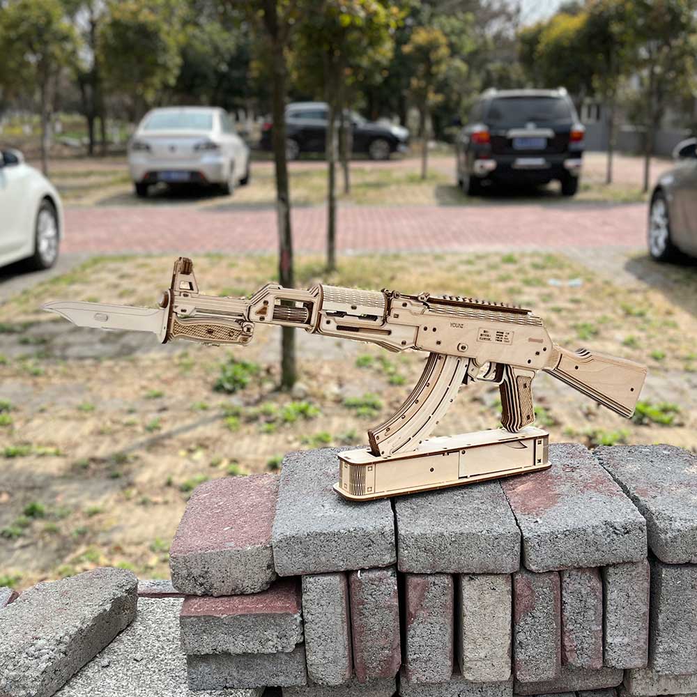 AK47 Wooden Rubber Band Replica Gun Model Kit - Tophatter Daily Deals