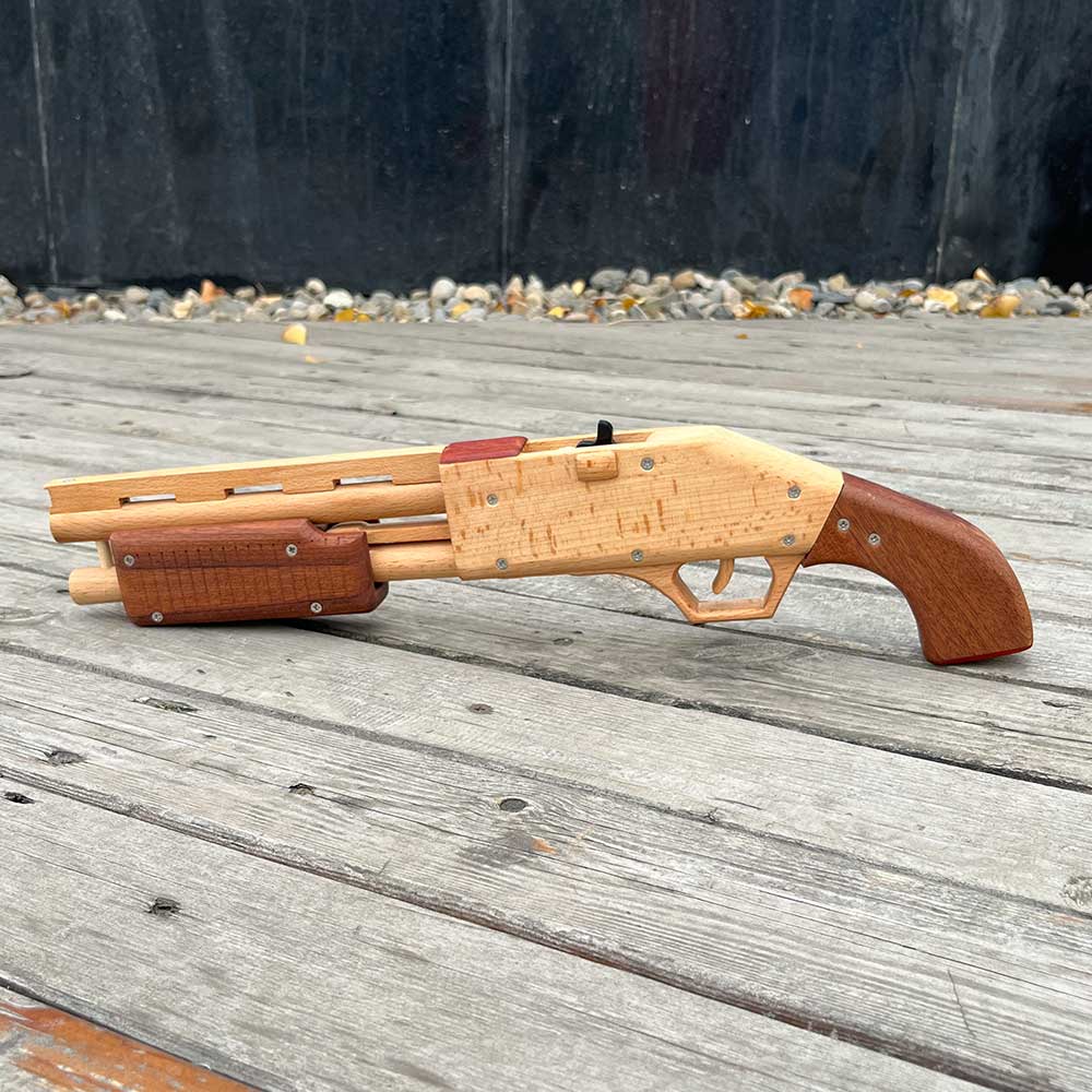 Assembled M37 Shotgun Rubber Band Wooden Replica Gun - Tophatter Daily Deals