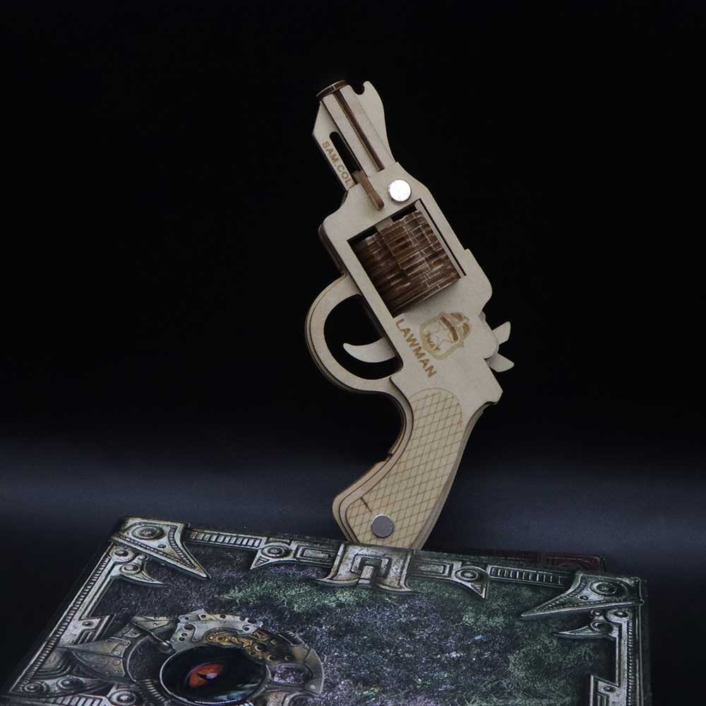 Assembled Colt Law Enforcement Officer Wooden Rubber Band Gun Model Kit - Tophatter Daily Deals