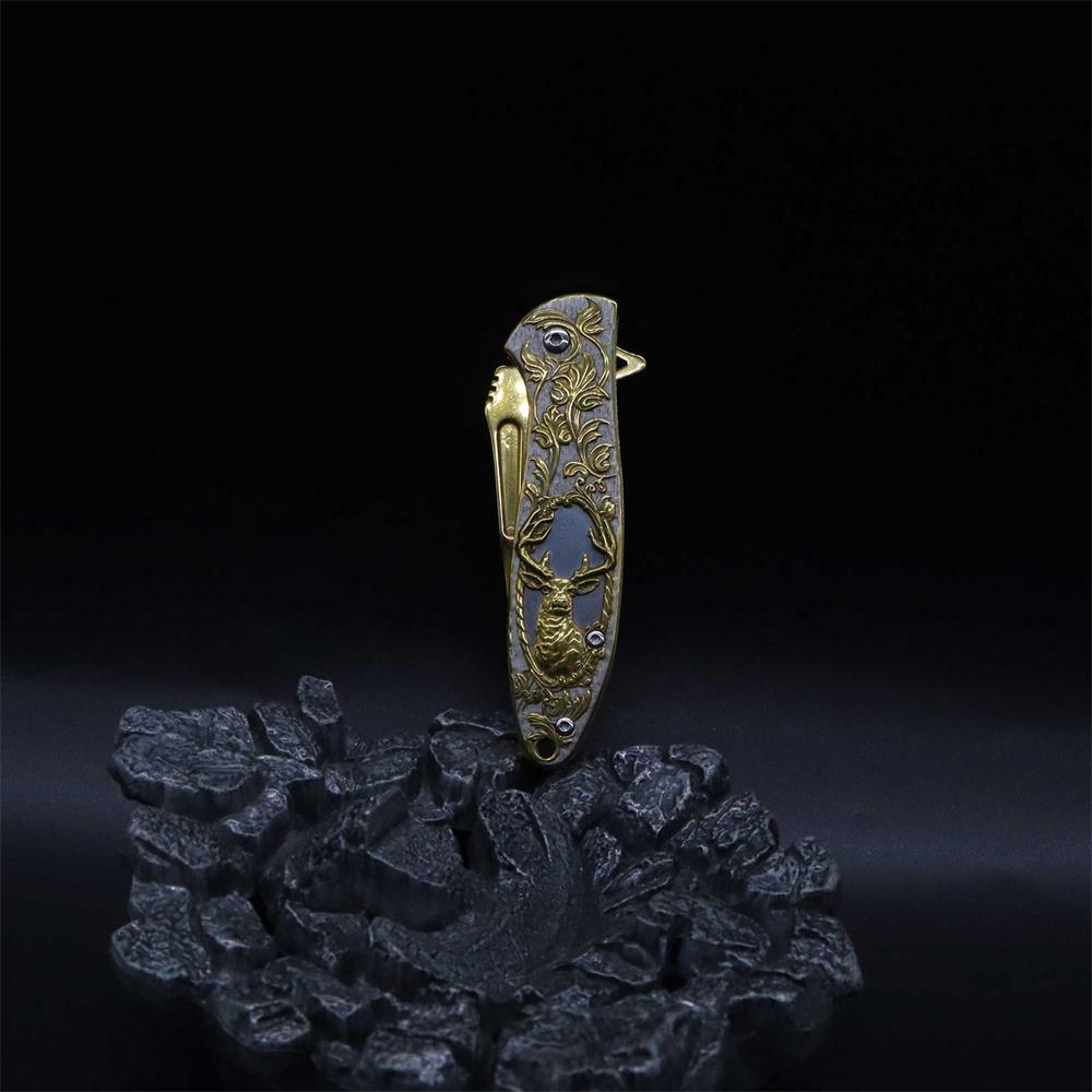 Fantastic Reindeer in the Mirror Folding Knife - Tophatter Daily Deals