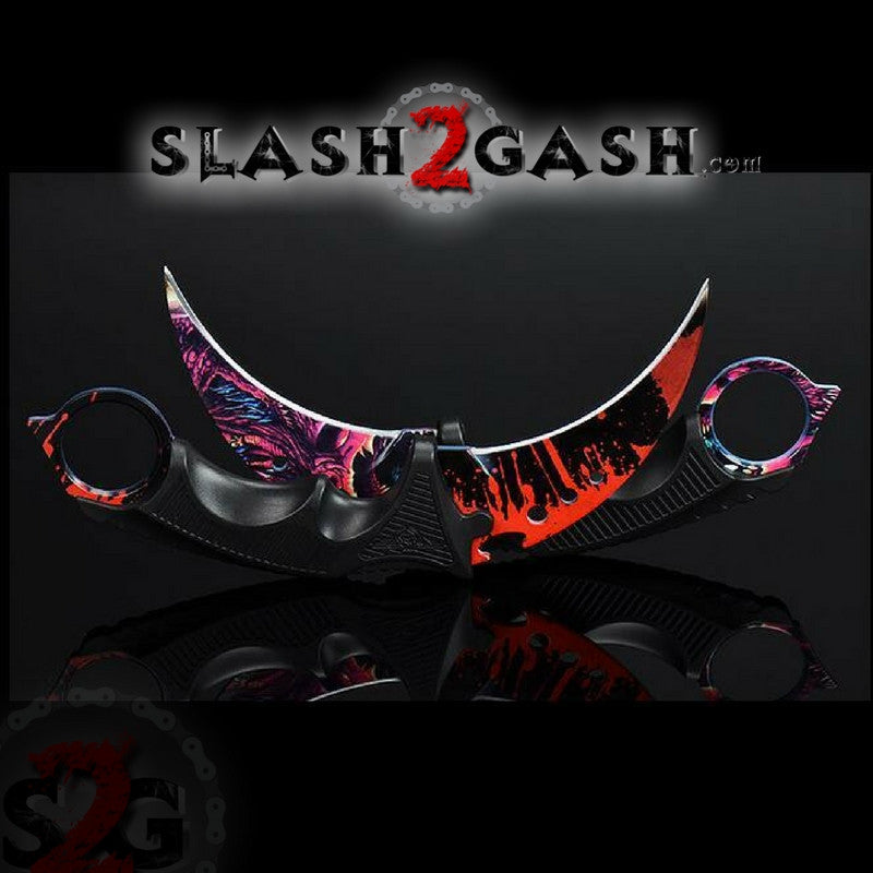 CSGO Blood Karambit Full TANG Tactical Claw Neck Knife w/ Sheath ELITE ver Knife-Fixed - Tophatter Daily Deals