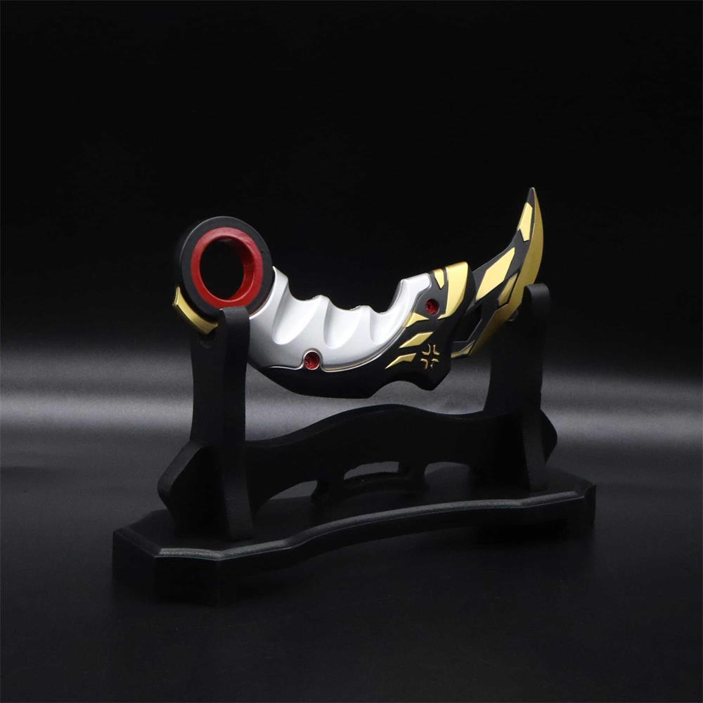Metal Champion Karambit Blunt Blade Trainer Cosplay Prop Karambit & Wooden Holder - Tophatter Daily Deals
