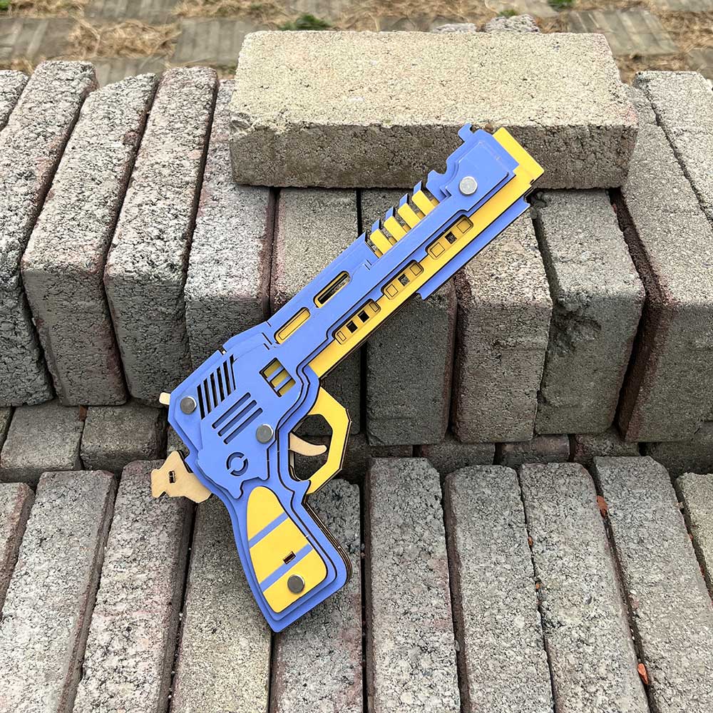 Battle Wolf 3D Gun Puzzle Wooden Rubber Band Gun Model Kit - Tophatter Daily Deals