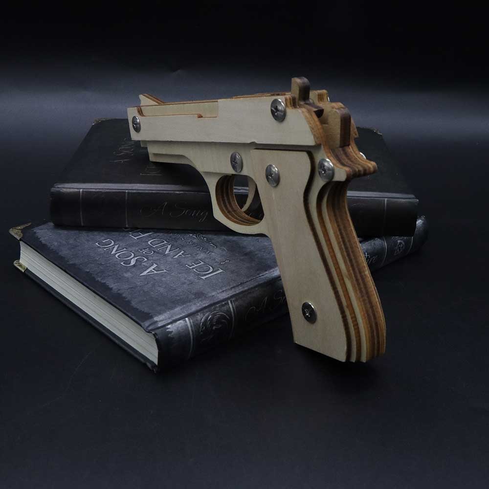 Assembled M92F Wooden Rubber Band Gun - Tophatter Daily Deals