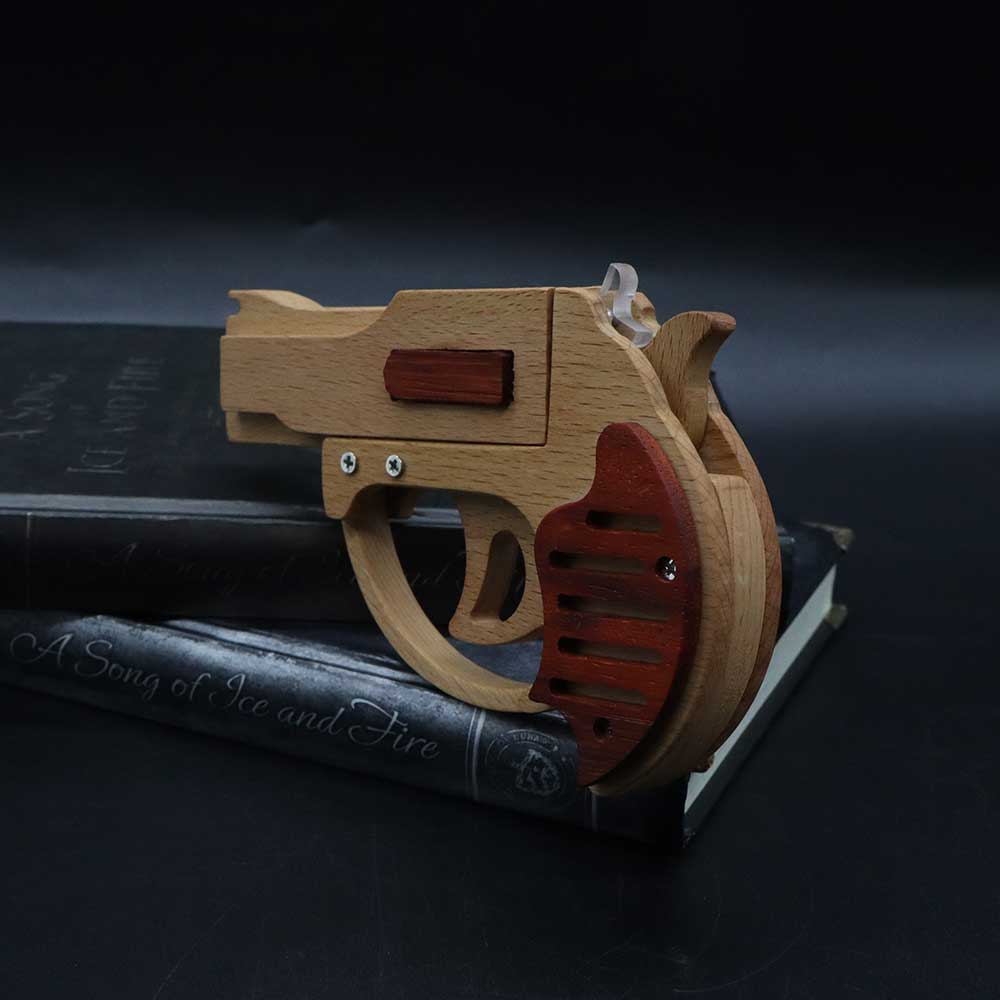 Solid Wood Mini Revolver Rubber Band Gun - Tophatter Daily Deals