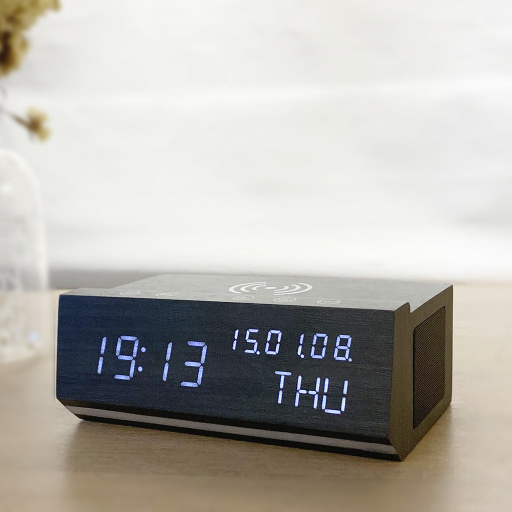 Persona Wireless Charging Wood Alarm Clock Alarm Clock - Tophatter Daily Deals
