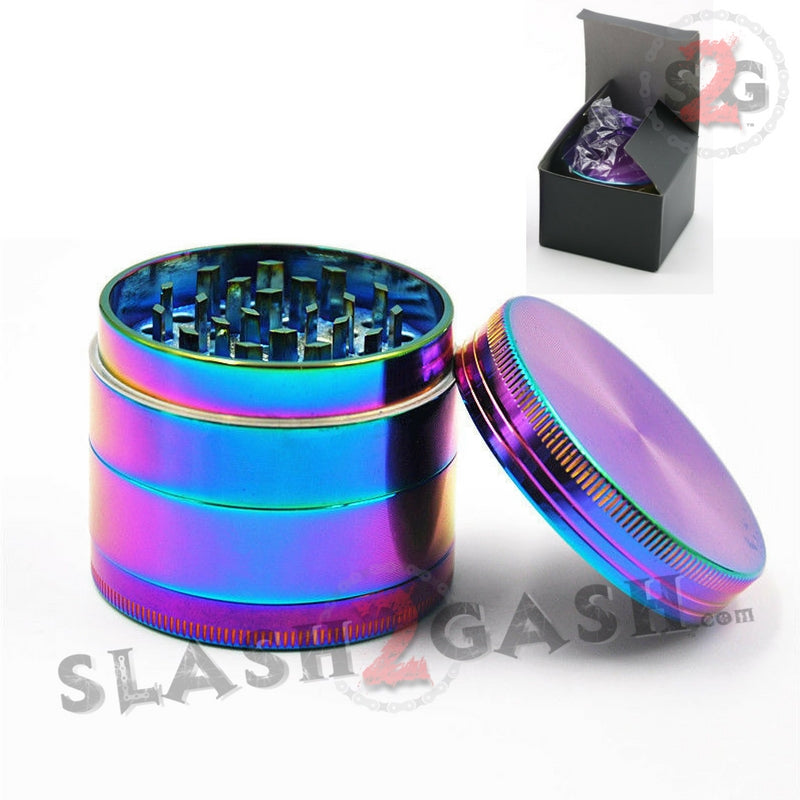 Rainbow Stainless Steel Magnetic Spice Herb Grinder 4 piece - 3 Sizes Smoking Accessories - Tophatter Daily Deals