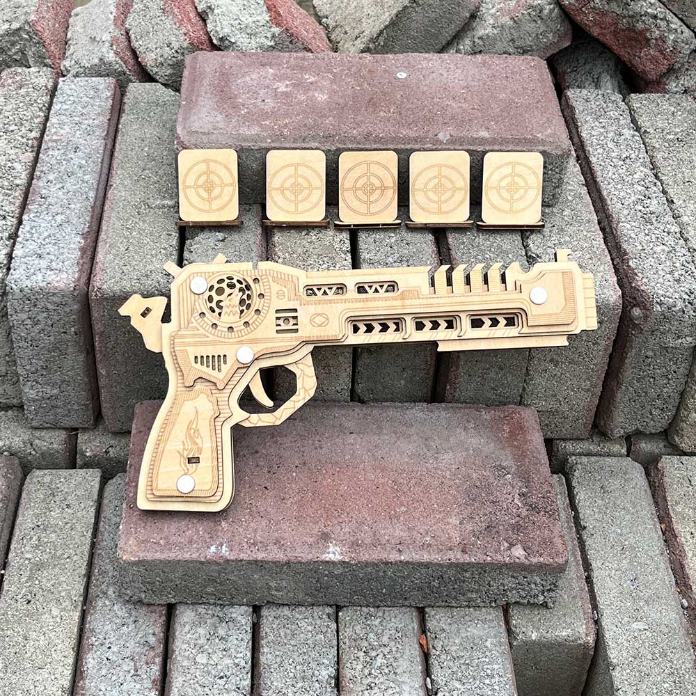 3D Gun Puzzle Wooden Rubber Band Gun Model Kit - Tophatter Daily Deals