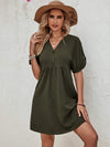 Half Button V-Neck Short Sleeve Dress Casual Dresses - Tophatter Daily Deals