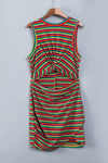 Cutout Striped Round Neck Sleeveless Dress Casual Dresses - Tophatter Daily Deals