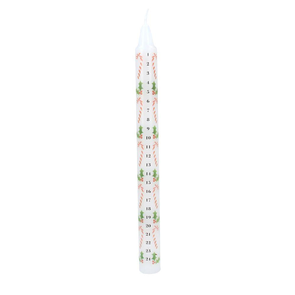 Candy Cane Advent Candle | Numbered Christmas Countdown Advent Calendar - 23cm Advent Candle - Tophatter Daily Deals