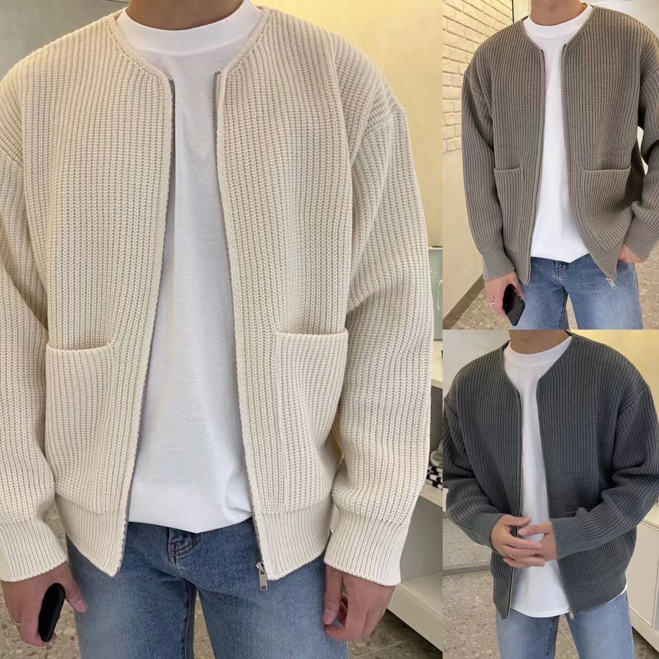 Lightweight Relaxed Men's Zip Cardigan - Boxy Knit, Lined 3D Changing Face Moving Picture Frame - Tophatter Daily Deals