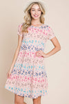 BOMBOM Leopard Round Neck Short Sleeve Dress Blush Casual Dresses - Tophatter Daily Deals