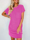 Round Neck Short Sleeve Mini Dress Casual Dresses - Tophatter Daily Deals