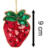 Strawberry Beaded Christmas Tree Bauble | Colourful Fruit-shaped Tree Ornaments Baubles - Tophatter Daily Deals