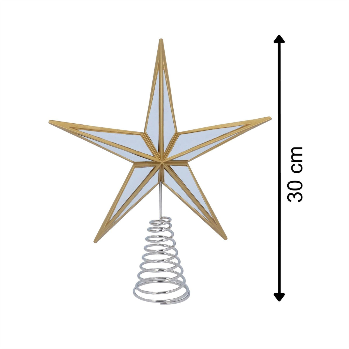 Mirrored Star Christmas Tree Topper | Gold Silver Mirror Star Tree Topper - 28cm Tree Decoration - Tophatter Daily Deals