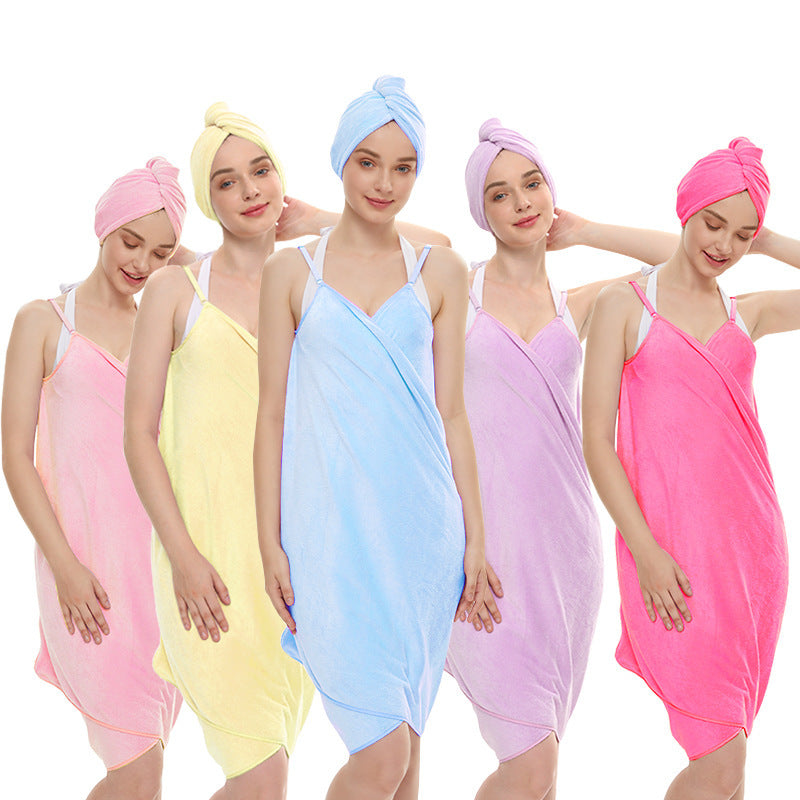 Bath Towel Sling Bath Skirt Coral Fleece Suit 0 - Tophatter Daily Deals