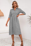 Plaid Collared Neck Midi Dress Casual Dresses - Tophatter Daily Deals