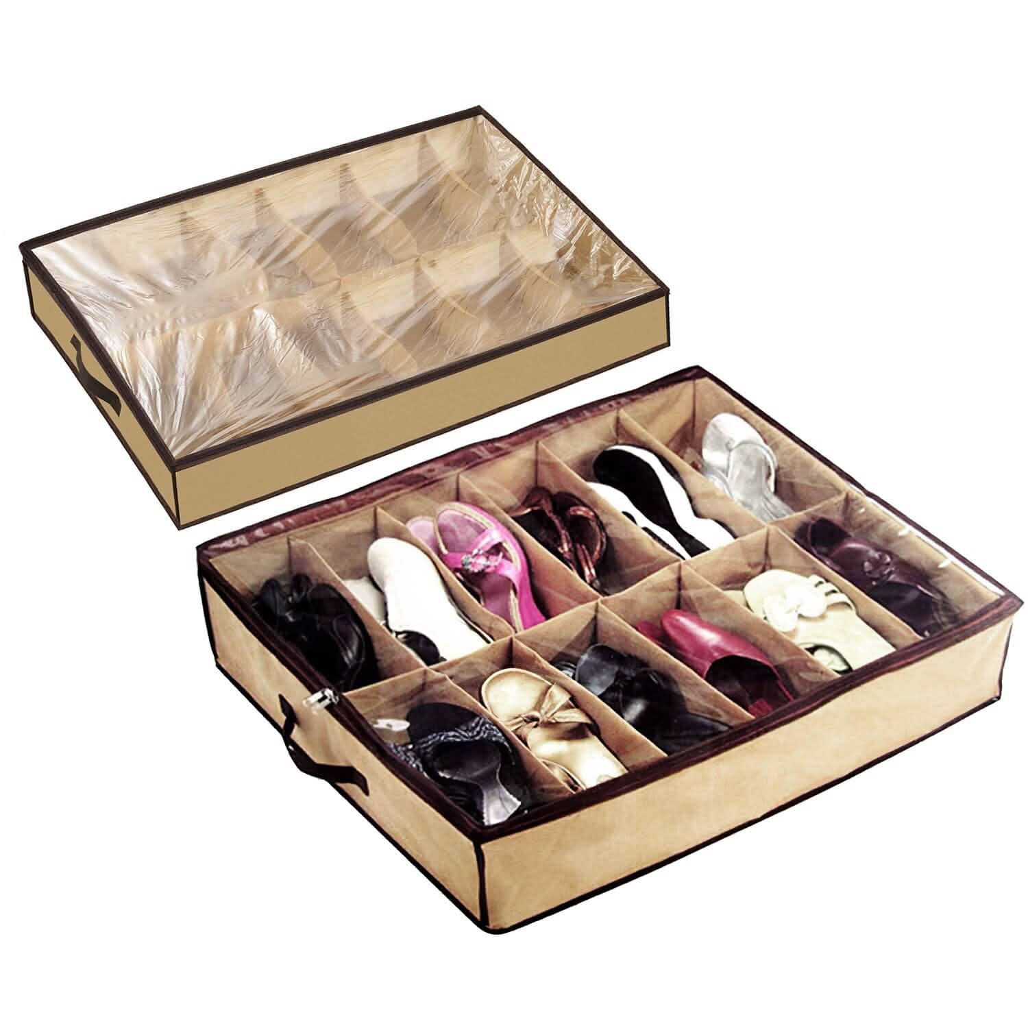 12 Cells Under the Bed Shoes Organizer Storage & Organization - Tophatter Daily Deals