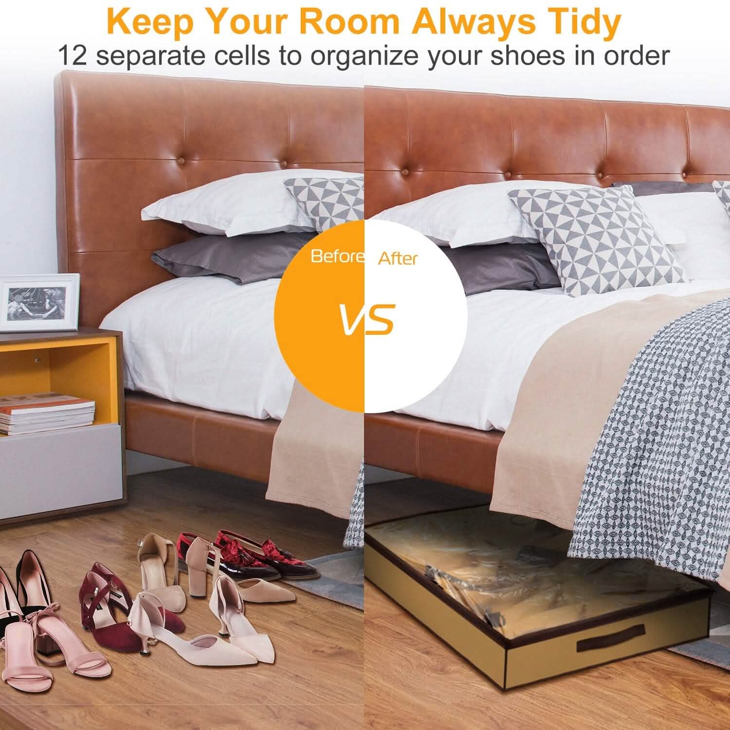 12 Cells Under the Bed Shoes Organizer Storage & Organization - Tophatter Daily Deals