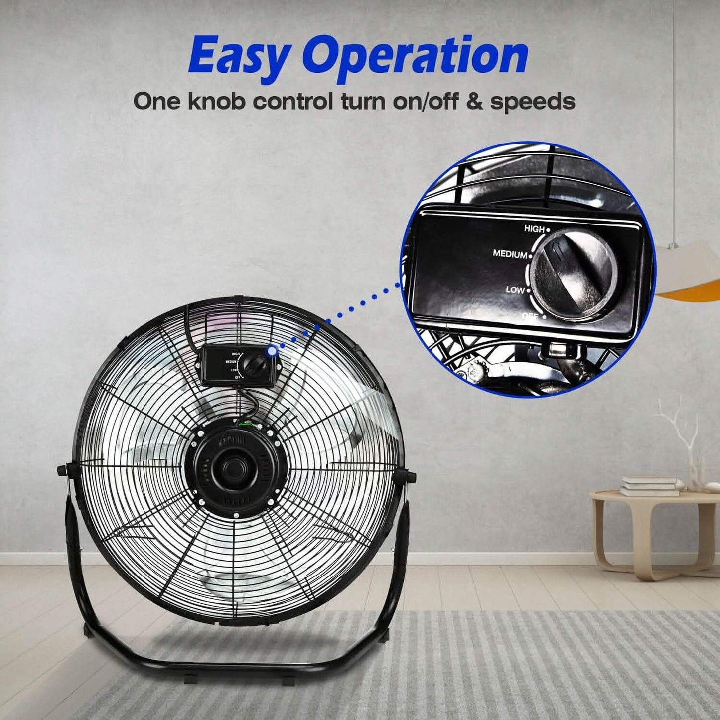 12" Floor Fan Copper Motor High-Velocity with 3 Adjustable Speeds Household Appliances - Tophatter Daily Deals