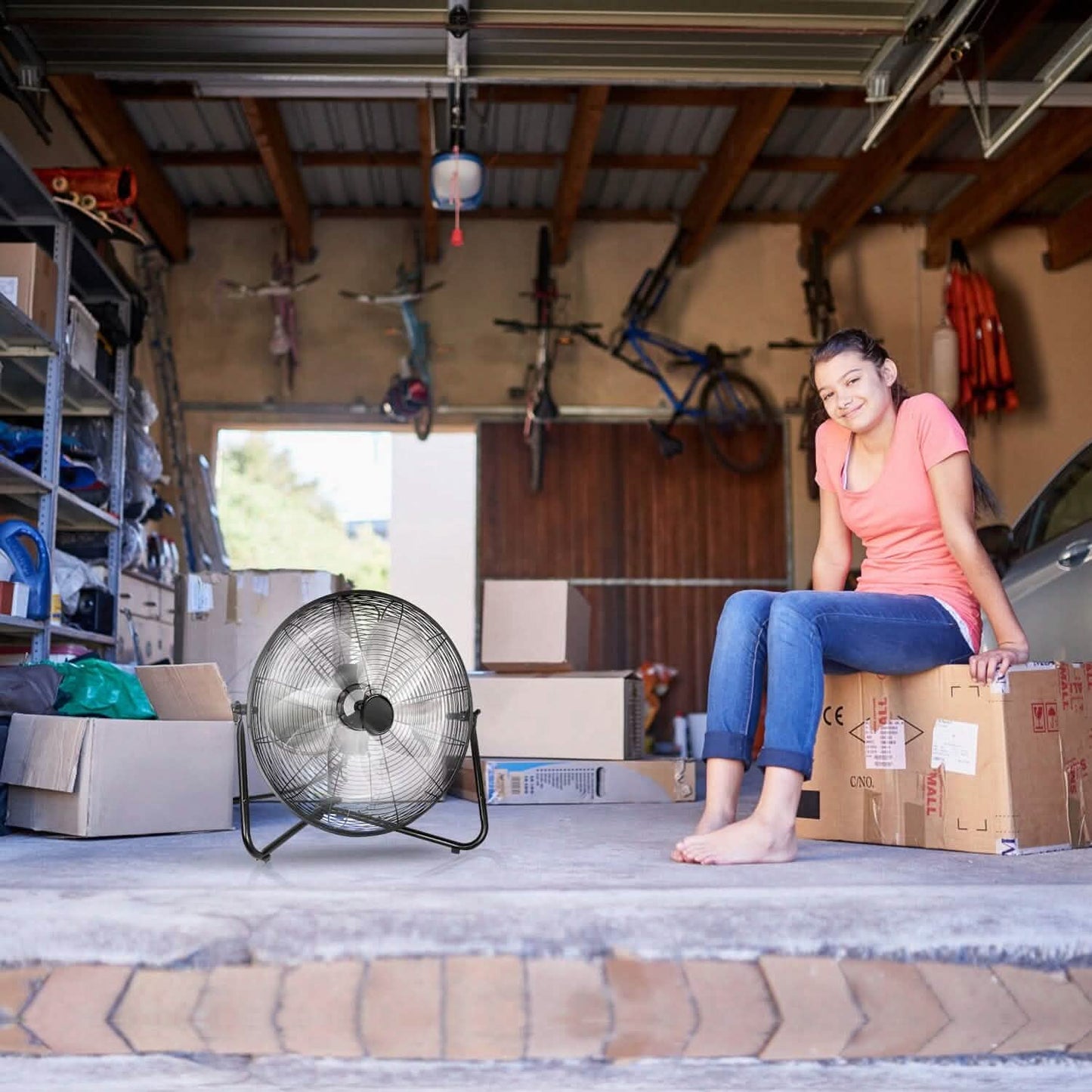 12" Floor Fan Copper Motor High-Velocity with 3 Adjustable Speeds Household Appliances - Tophatter Daily Deals