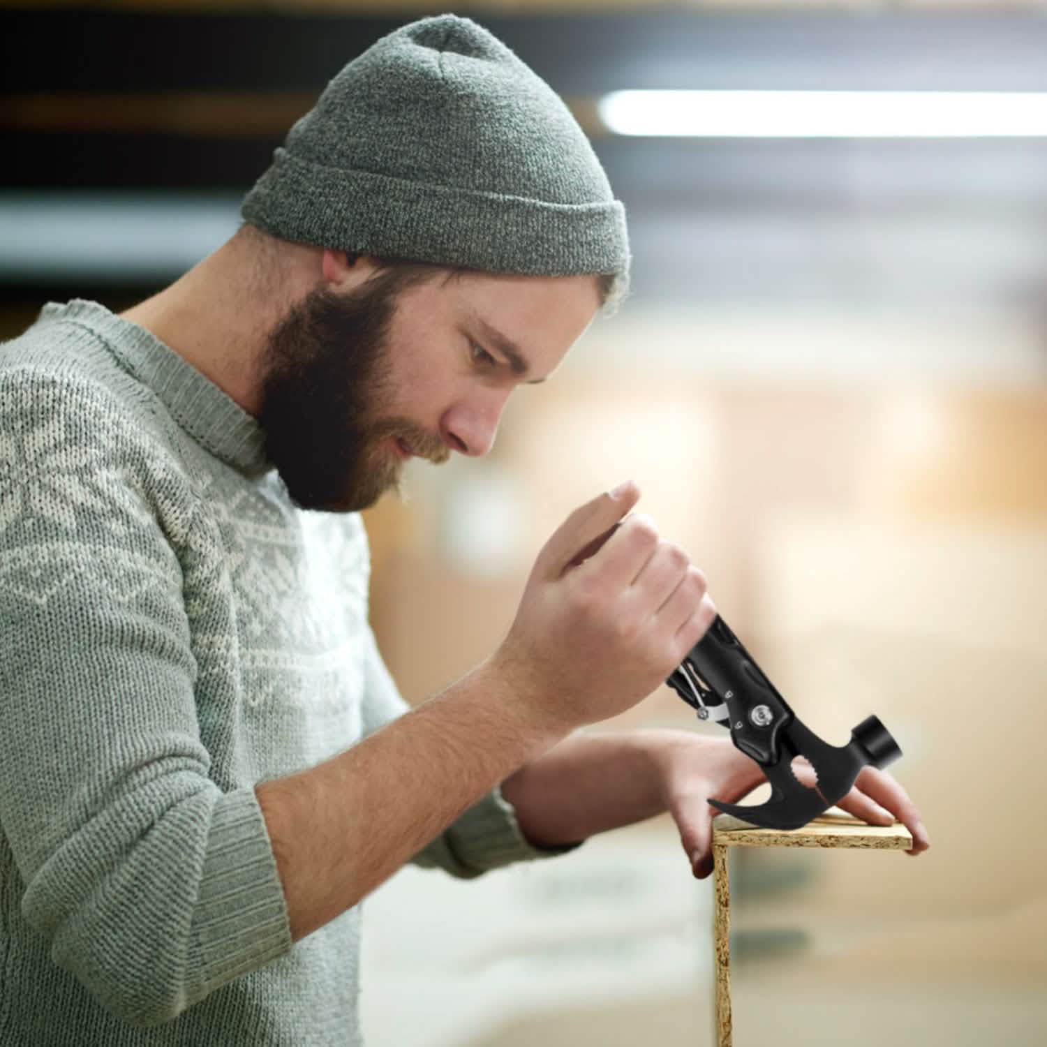 12-in-1 Stainless Steel Portable Hammer Multitool Outdoor Recreation - Tophatter Daily Deals