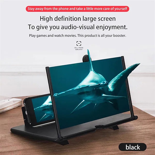 12 inch 3D Mobile Phone Screen Magnifier HD Video Amplifier with Foldable Holder Screen Magnifier - Tophatter Daily Deals