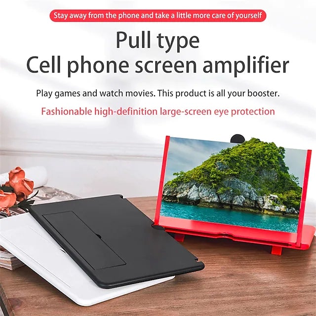 12 inch 3D Mobile Phone Screen Magnifier HD Video Amplifier with Foldable Holder Screen Magnifier - Tophatter Daily Deals