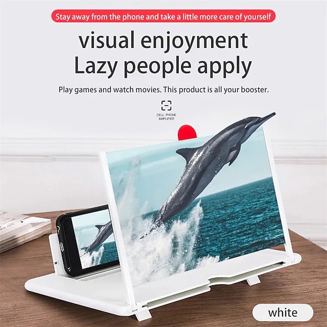 12 inch 3D Mobile Phone Screen Magnifier HD Video Amplifier with Foldable Holder Screen Magnifier - Tophatter Daily Deals